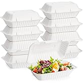 Lawei 50 Pack Clamshell Take Out Food Containers, 9 X 6 Inch Single Compartment Hinged Clamshell Box Disposable To Go Contain