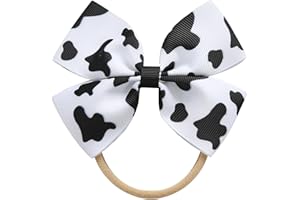Fancheer Baby Girls Cow Print Cowgirl Bow Headband Infant Toddler Birthday Party Dress Up Hair Accessories