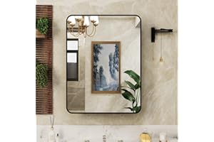 ACEMIRO 24x30 Inch Bathroom Medicine Cabinet with Mirror Black Metal Framed Farmhouse Recessed or Surface Wall Mounted Black Medicine Cabinets for Bathroom