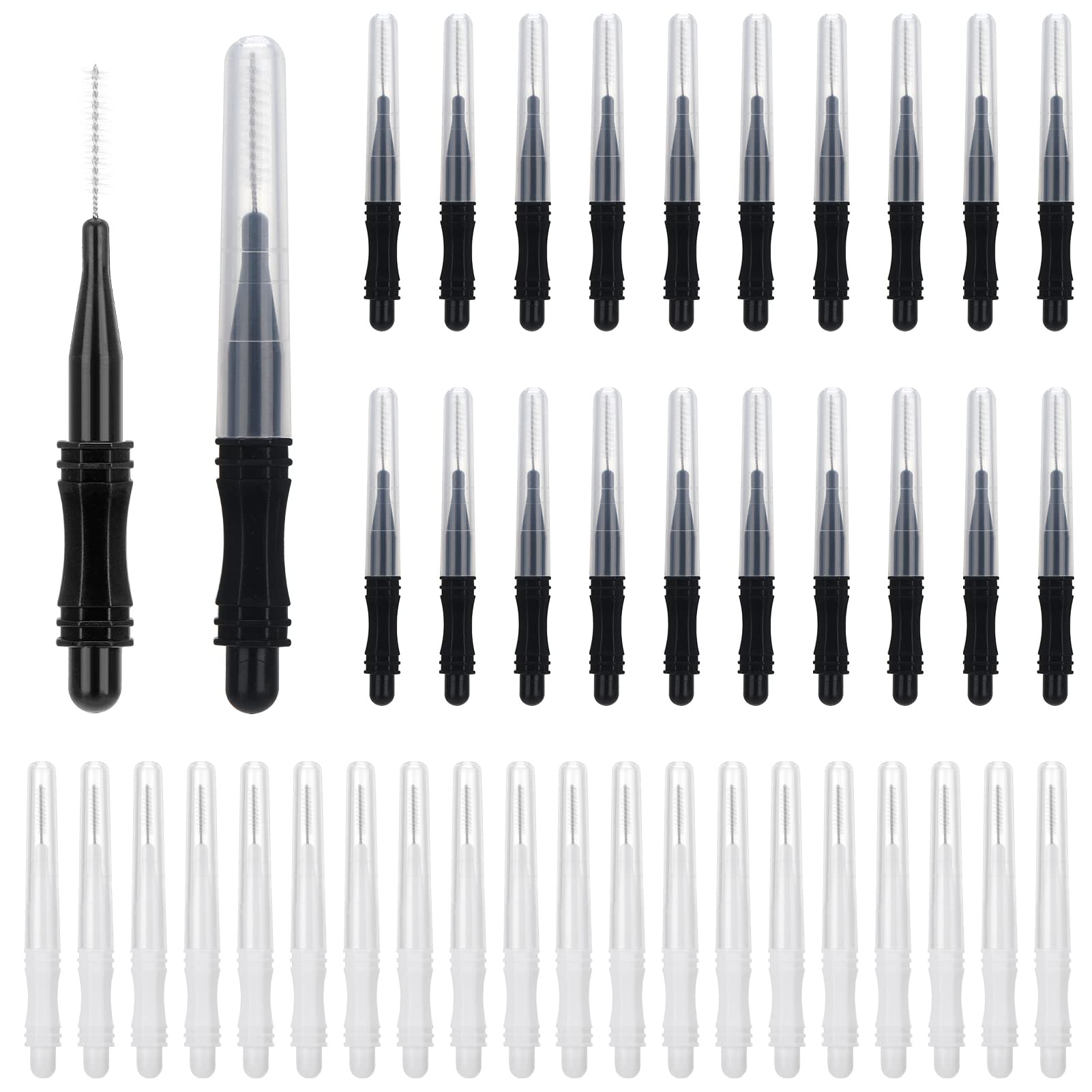 umorismo 40 Pcs Micro Eyebrow Brush with Cap, Brow Lamination Brush Eyelash Brush Eyebrow Spoolie Lash Lift Tools Lash Filler for Women Men Eyebrows and Eyelashes Extensions