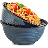 MEKY Serving Bowls, 9 Inch Large Ceramic Salad Bowls for Kitchen, 84 Ounce Mixing Bowl Set of 2, Perfect for Cooking Baking Soup Pasta Fruit and Popcorn, Microwave and Dishwasher Safe, Blue