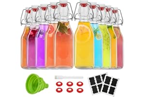 ZEBEIYU 10 Pack Swing Top Glass Bottles 8.5 oz,Flip Top Beer Brewing Bottles for Kombucha, Homemade, Kefir, Water, Beverages, Soda, Oil, Vinegar, Fermentation,Limoncello