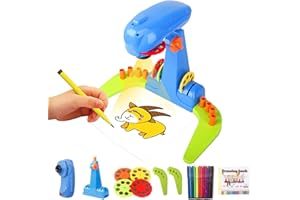 LEERFEI Kids Projection Drawing Sketcher,Smart Drawing Projector Toy,with 32cartoon patters and 12color Brushes,Adjustable Drawing Pattern Size, Smart Art Sketcher Projector 2.0, Kid Learn to Draw and Sketch