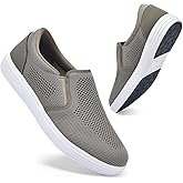 konhill Men's Slip on Shoes, Casual Breathable Boat Sneakers with Arch Support Lightweight Mesh Beach Loafers for Driving Walking Skate