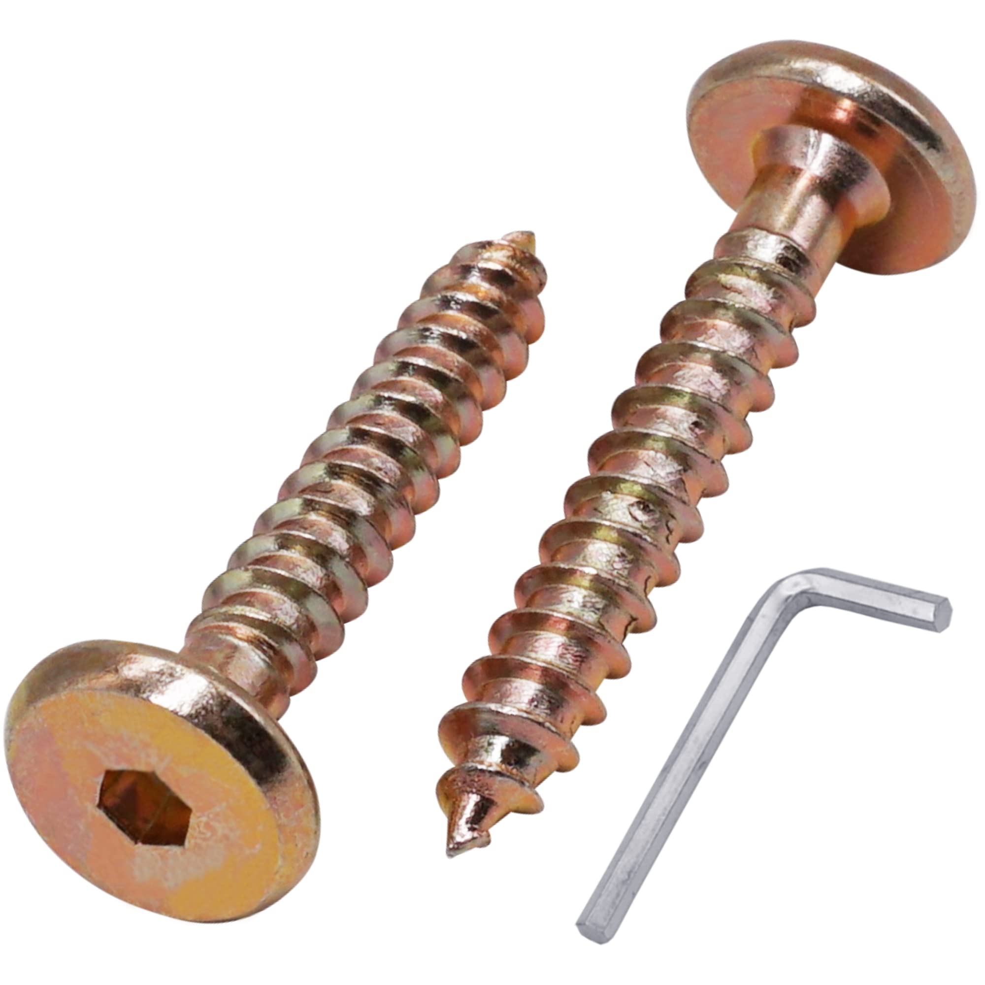 SKIR'CO (10 pcs) Yellow Zinc Plated Wood Connector Screws 6.5 x 40 mm, Furniture Connector Screws, Flat Head — image 1