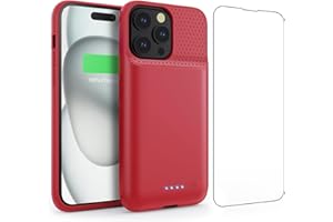 FEOB Battery Case for iPhone 15Pro (6.1Inch), Real 7500mAh Ultra Slim Portable & 15W Fast Charging, Rechargeable Protective Extended Charger Case Cover Only for iPhone 15Pro Charging Case-Red