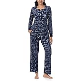 Nautica Pajamas for Women Set, Long Sleeve Henley Pajama Shirt & Pants, Warm Winter Fleece Sleepwear Lounge PJ Sets for Women