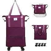 NiceUU Travel Rolling Duffel Bag with Removable Wheels,Expandable Foldable Carry-On Luggage for Trip or Hospitalization