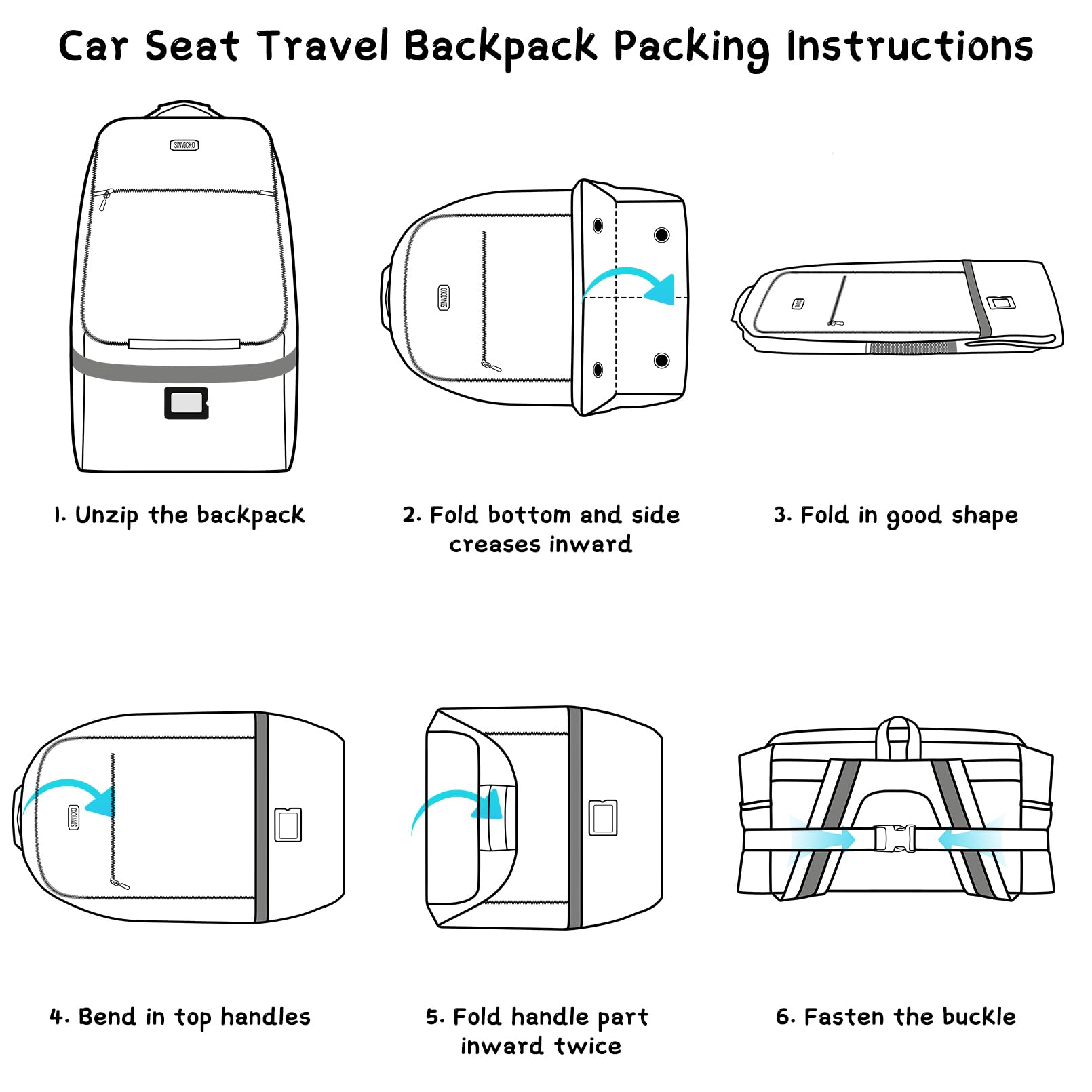 Car Seat Travel Bag,Padded Car Seats Backpack with Steel Cable Handle and Reflective Stripes, Large Durable Carseat Carrier Bag,Airport Gate Check Bag,Infant Seat Travel Bag with Shoulder Strap,Black