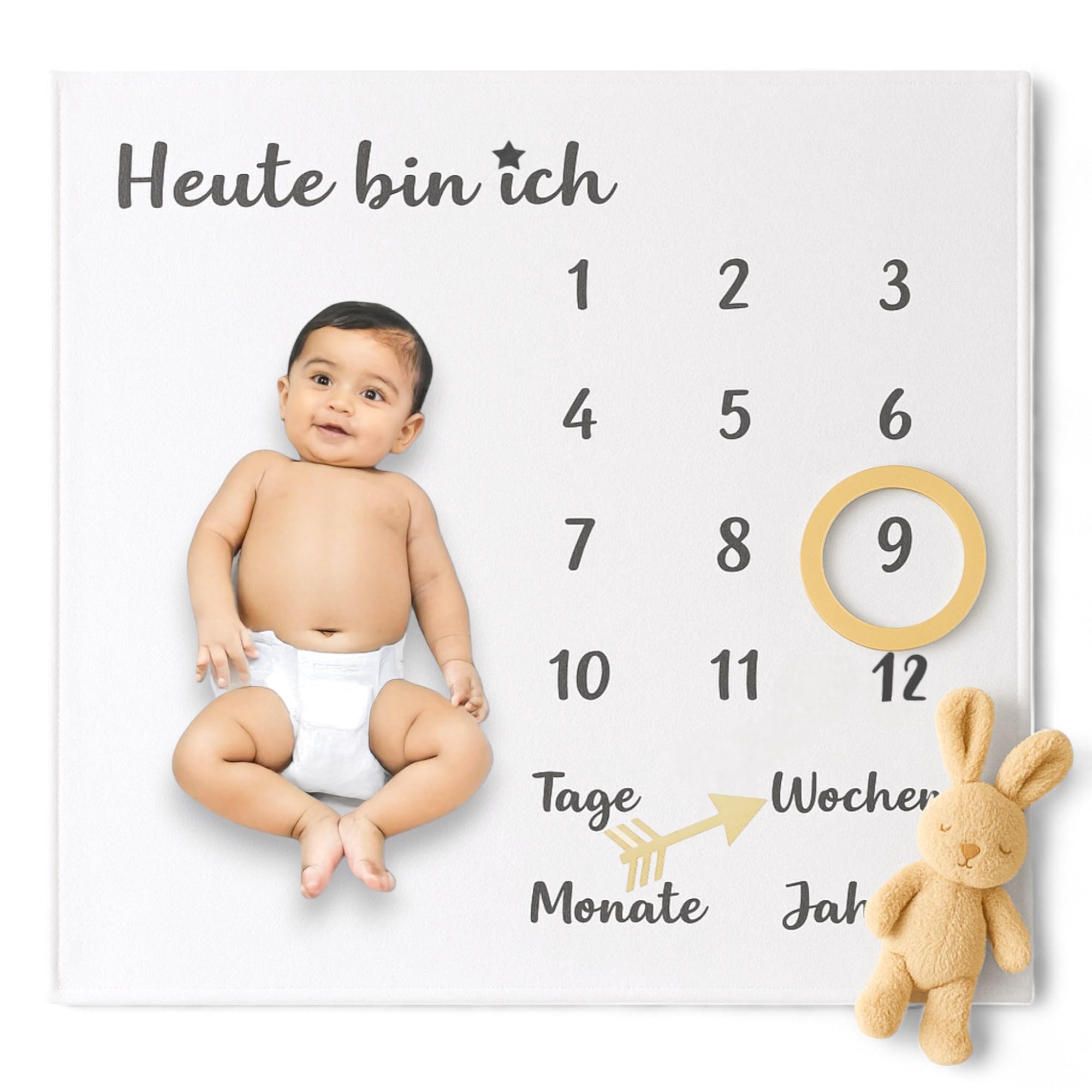 Baby Milestone Milestone Blanket Photo Blanket for Baby Photography Props Background Cloth German 100 x 100 cm