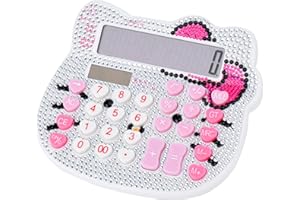 HOLOTIOEE Women Calculators,Desktop Calculator 12 Digit with Large LCD Display and Sensitive Button, Solar and Battery Dual Power, Standard Function for Office, Home, School (White + White Diamonds)