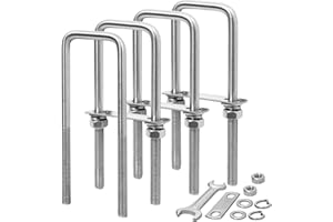 XIANGZI M10 Square U-Bolts 2 inch Wide 4 Sets 304 Stainless Steel Trailer U Bolts Clamp Include Wrench (M10x2-1/16 Wx 6-1/2"L)