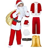 PrettyFirst Boys Santa Suit Santa Claus Costume for Kids Christmas Santa outfit for Kids Velvet Santa Costume for Boys