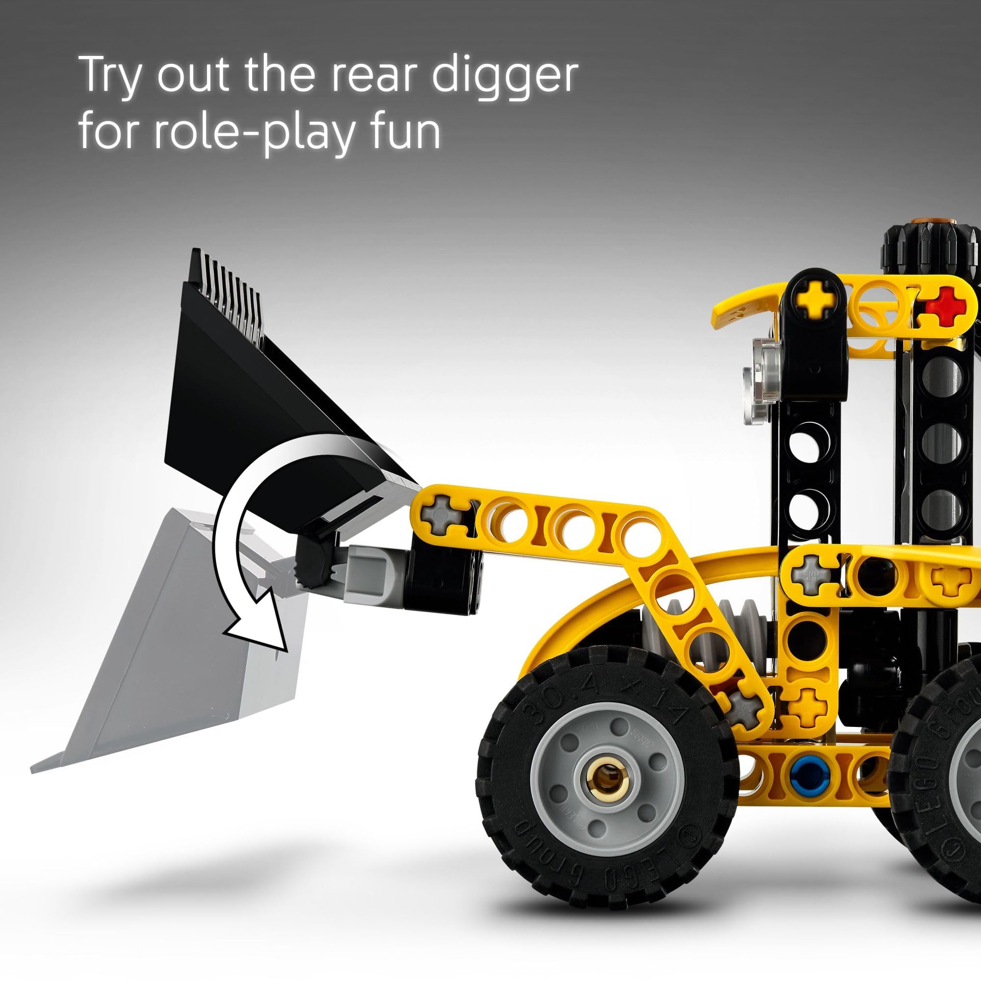 LEGO Technic Backhoe Loader Construction Toy - Building Toy Set for Boys and Girls, Ages 7+ - Educational Gift Idea for Kids Birthday with Usable Back Digger, Scoop, & Outriggers - 42197