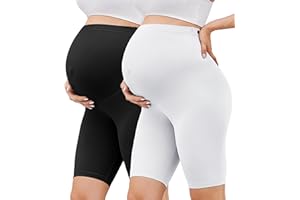 BONVIGOR Buttercloud Maternity Shorts Over The Belly-8" Pregnancy Biker Shorts Women Lounge Yoga Pants