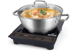 Duxtop 1800W Portable Induction Cooktop, Countertop Burner Included 5.7 Quarts Professional Stainless Steel Cooking Pot with Lid, Heavy Impact-bonded Bottom