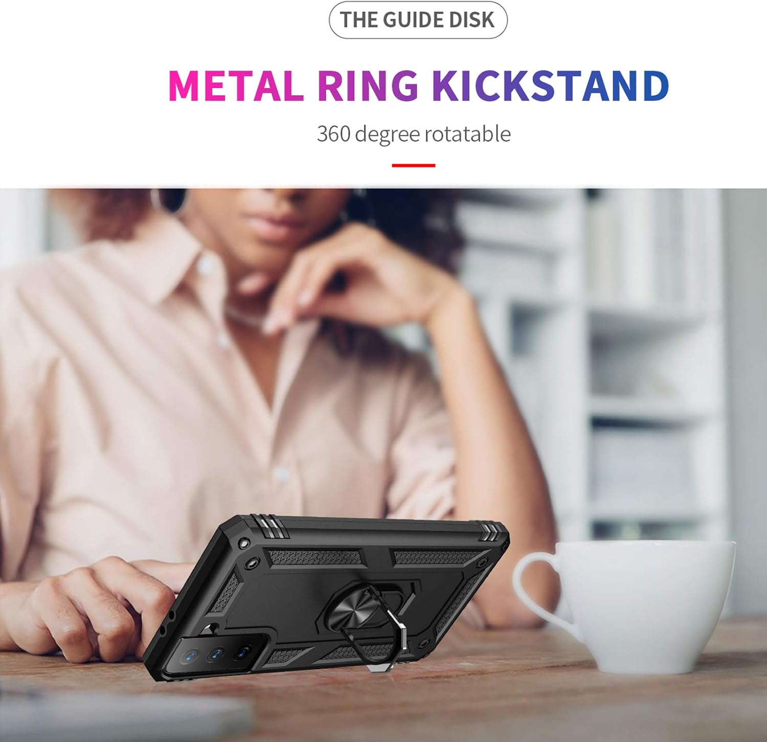 Phone Case for Samsung Galaxy S21 Plus/S30 Plus with Tempered Glass Screen Protector Stand Ring Holder Accessories Heavy Duty Rugged Protective Shockproof Bumper S21Plus S21+ 2020 Girls Boys Black - Image 5