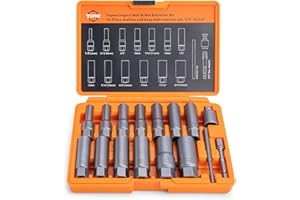 Topme Deep Bolt Extractor Set,16 PCS Impact Bolt & Nut Remover Set, Stripped Lug Nut Remover, Extraction Socket Set for Remov