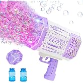 Deserthome Bubble Gun, Bazooka Bubble Machine Gun with Lights (Purple) | 69-Hole Bubble Bazooka Blaster with Bubble Solution, Summer Outdoor Bubble Maker Toy for Kids, Ideal Wedding Party Favors