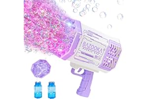 DESERTHOME Bubble Gun, Bazooka Bubble Machine Gun, Bubble Blaster Gun with Bubble Solution, 69 Holes Bubble Bazooka Gun Outdoor Summer Toy Party Favors for Kids Purple Halloween Bubble Maker Blowers