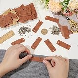 FINGERINSPIRE 48 Handmade PU Leather Labels 5.7x2cm Heart Pattern view 3