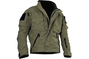 JEsilunmaMY Men's Outdoor Cargo Tactical Jackets Multi-Pockets Stand Collar Military Jackets Lightweight Cotton Windbreaker