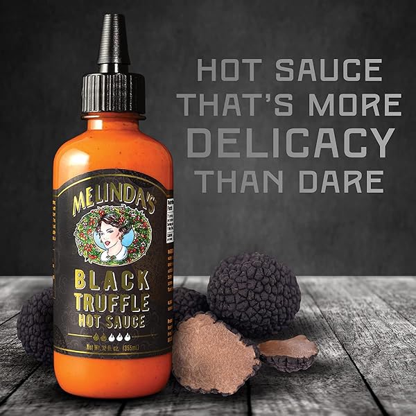 MELINDA’S BLACK TRUFFLE HOT SAUCE – GOURMET TRUFFLE HOT SAUCE MADE WITH FRESH INGREDIENTS, ITALIAN BLACK TRUFFLES, CAYENNE PEPPERS, GARLIC & COLOMBIAN HONEY – KETO, NO SUGAR, NO CARBS -12 OZ, 1 PACK