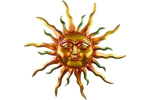VESTCDF 30" Outdoor Metal Wall Art, Large Metal Wall Decor Sun Face Art Decoration, Outdoor Metal Art Wall Sculptures for Garden Hanging for Yard Patio Garden(Green)