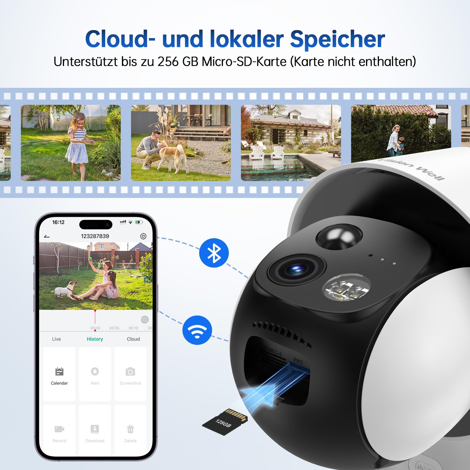 VISION WELL Solar Überwachungskamera Aussen, 2K 360° PTZ WLAN IP Kamera Kabellos, PIR Personenerkennung, Farbnachtsicht, Sirene & Lichtalarm, 2-Wege-Audio, IP65 Wetterfest, SD/Cloud 7