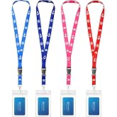 Qsszk Cruise Lanyards, 4 Pack Waterproof Lanyards with ID Badge Reel Holder, Detachable Buckle for Ship Key Cards, Cruise Ship Essentials