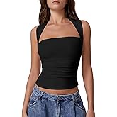 QINSEN Women's Square Neck Slim Fit Tank Top