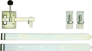 VORMANN Jägerzaunset Zaun Tor Gartentor, verzinkt, 5-teiliges Komplettset (2 Bänder, Kloben, Gartentorfalle)