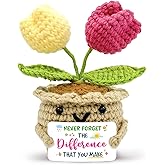 Appreciation Gifts for Coworkers 2026, Positive Crochet Tulips Plants, Inspirational Mentors Nurses Boss Teacher Thank You Gift, Never Forget The Difference You Make Birthday Gifts for Women Men