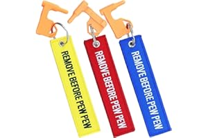 YONCONO 3Pack Chamber Safety Flag Fits Rifle Handguns Shotgun Pistol, Embroidery Tags Keychain Remove Before Pew Pew - Univer