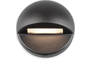 WAC LIGHTING WAC Landscape Lighting, Round LED 12V Deck and Patio Light 3000K Warm Built-in LED in Black