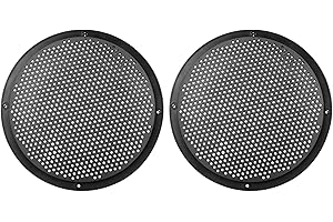 X AUTOHAUX 2pcs 8'' Plastic Audio Speaker Cover Mesh Subwoofer Grill Horn Guard Decorative Circle Grille Protector Black