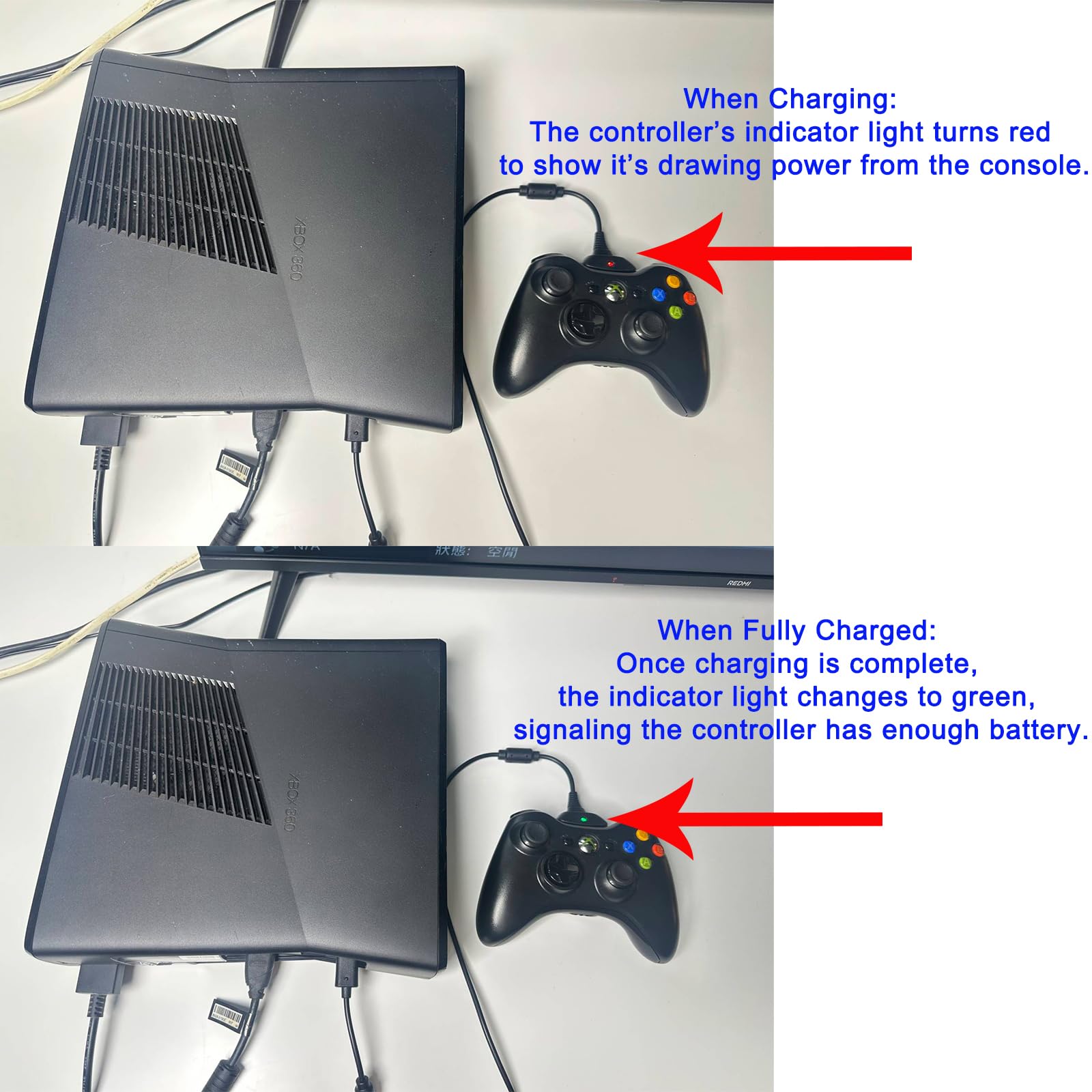 Charger for Xbox 360 Controller, USB Charging Cable Compatible with Microsoft Xbox 360 Slim Controllers Game