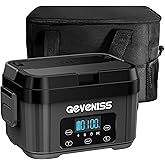 Geveniss Cordless Electric Lunch Box for Adults – Battery-Powered Heated Lunch Box Food Warmer with 1.1L Stainless Steel Container, Timer Function, Leakproof, Portable for Work, Travel, Office
