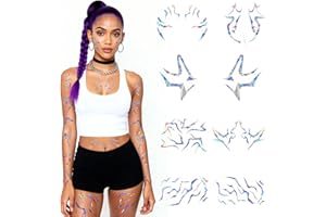 PLAYNEEU Rumia Kpop Girl Group Temporary Tattoos - 8 Sheets Full Body Set Rumia Patterns Laser Tattoos Stickers Waterproof Cosplay Costume Accessories for Halloween Cosplay Party