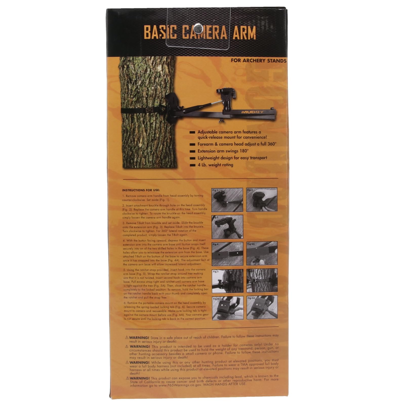 Muddy Basic Trail Camera Arm with Pan Head for Precision Game Cam Positioning