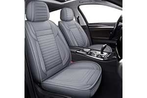 LINGVIDO Leather Car Seat Covers,Breathable and Waterproof Faux Leather Automotive Seat Covers for Cars SUV Truck Sedan,Universal Driver Seat Cover with Backrest (2 PCS Front Seat, Gray)