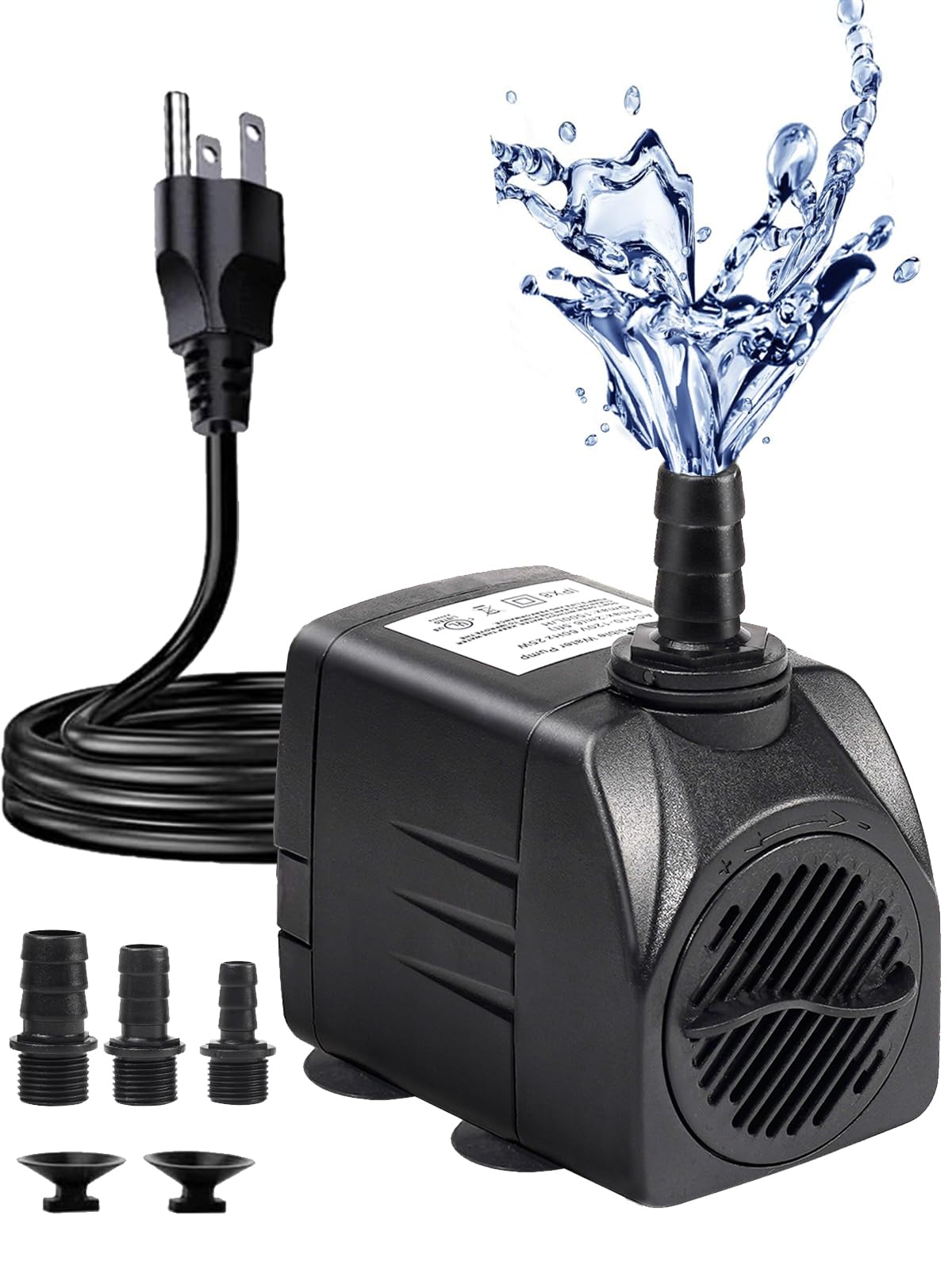 Photo 1 of Fountain Pump, 400GPH Submersible Water Pump Outdoor, Ultra Quiet Water Fountain Pump With 6.5FT High Lift, 3 Nozzles for Pond Waterfall, Fish Tank, Aquarium, Hydroponics
