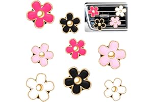 Frienda 8 Pcs Daisy Flower Air Vent Clip Black Pink White Car Accessories Air Conditioning Outlet Clip Freshener Dashboard Accessories Charm Car Inter Decor