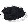 Pillbox Hat Fascinator Beret Wedding Party Top Hat Church Wool Hat for Women