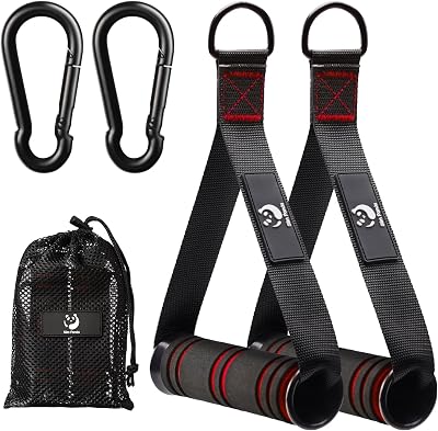Slim Panda Exercise Handles Heavy Duty Resistance Band Attachments Black Red