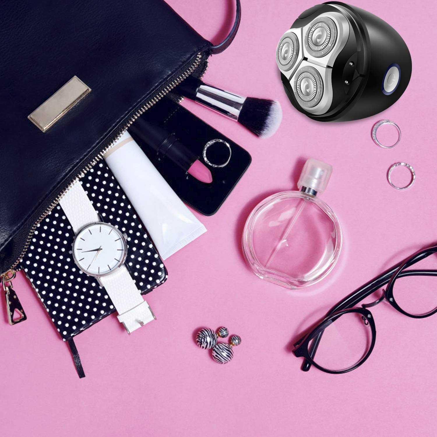 Electric Razor for Women, Hair Remover Bikini Trimmer Painless Waterproof Cordless Travel Rechargeable Shaver Sensitive Skin Epilator for Face Leg Armpit Body Back，White Black