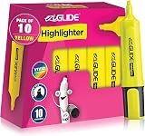 Eziglide Yellow Highlighters 10-Pack with Chisel Tip 1-4.5mm