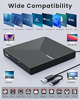 ORIGBELIE USB 3.0 Type C CD DVD RW Drive Portable Burner Reader Writer for view 4