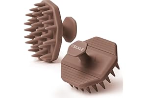 SILKLE Silicone Scalp Scrubber - Massage Shampoo Brush, Soft Bristles for Hair Growth & Dandruff Removal - Ergonomic Design, Wet & Dry Use, Deep Cleansing Scalp Exfoliator for All Hair Types - Brown