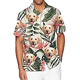 Custom Hawaiian Shirt with Face Picture for Men Personalized Tropical Summer Beach Casual Short Sleeve Button Down Shirts